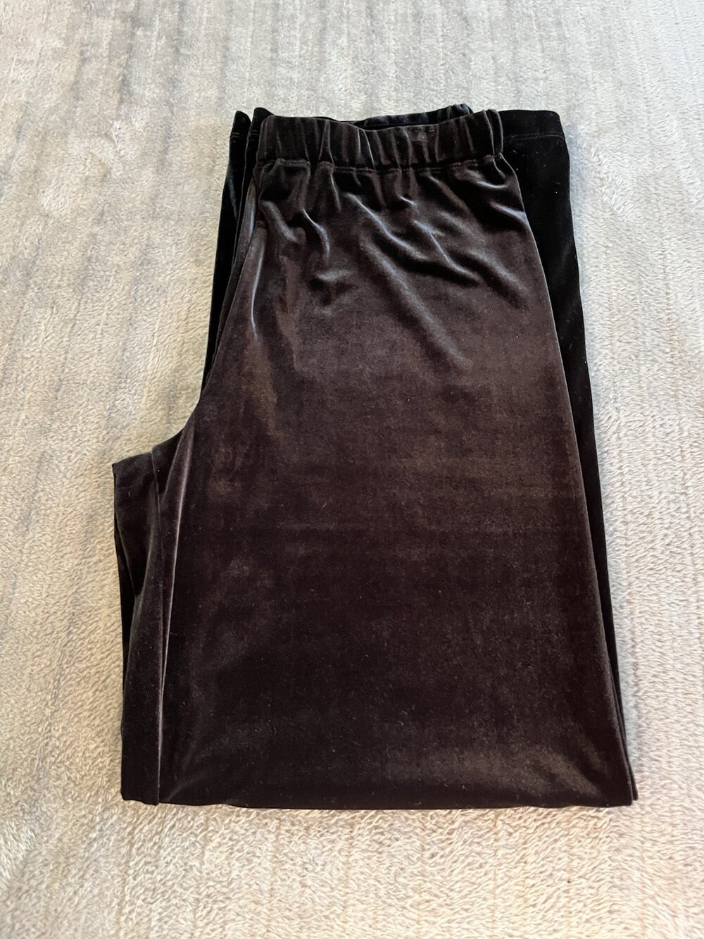 Women’s Lands' End Black Velvet Pants Size Med Elastic Waist Wide Leg Holiday - Picture 10 of 14